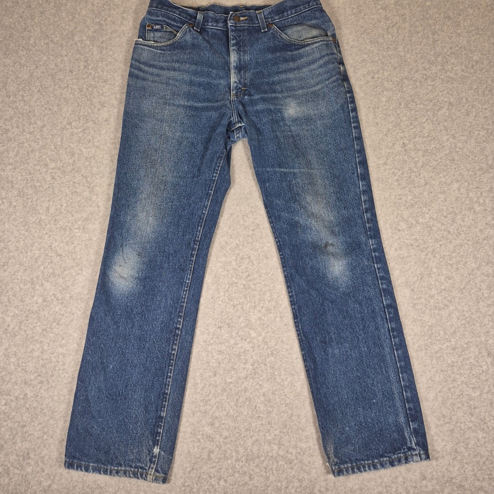 Vintage Lee Jeans Mens 32x32 Blue Denim Straight Leg Distressed 90s Workwear